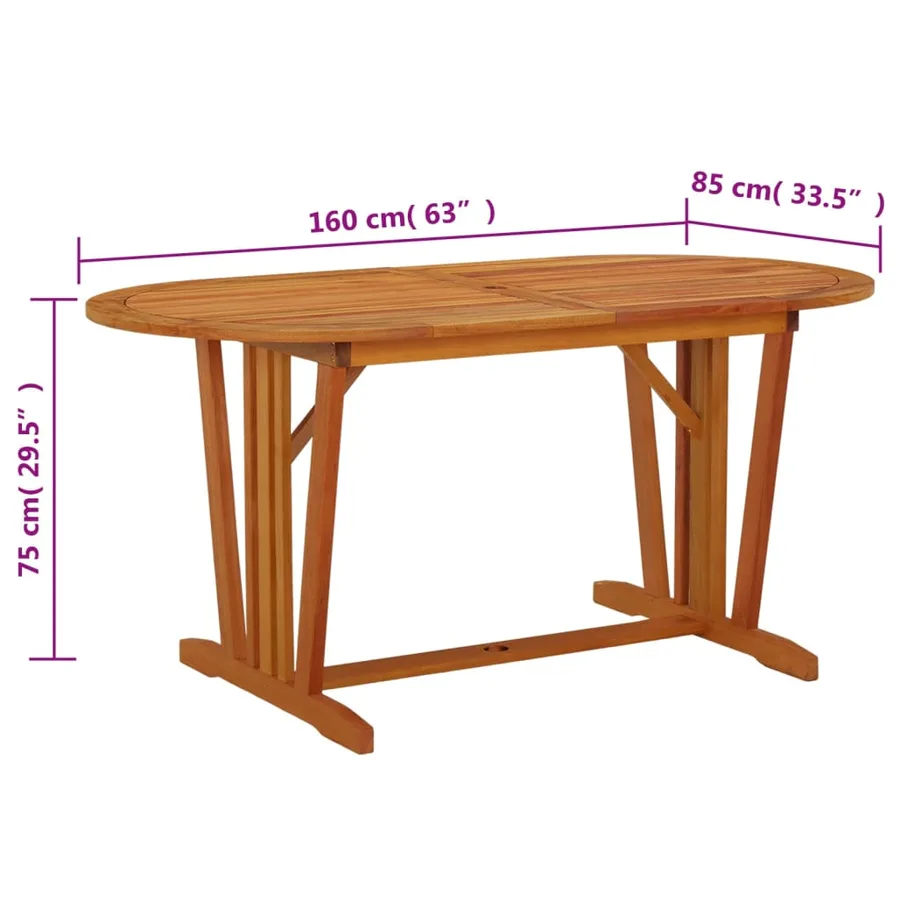 Table de jardin 160x85x75 cm Bois d'eucalyptus solide - 5