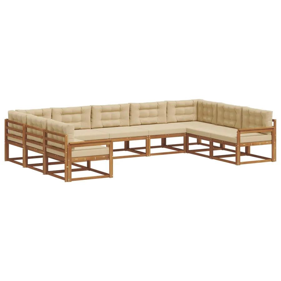 Ensemble de canapés d'extérieur 9 pcs Naturel et Beige - 2