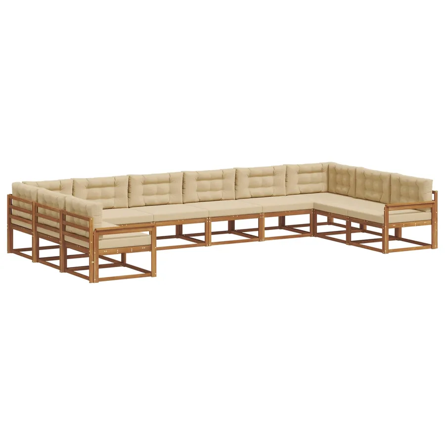 Ensemble de canapés d'extérieur 10 pcs Naturel et Beige - 2