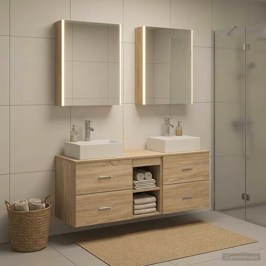 Ensemble de mobilier de salle de bain 5 pcs Chêne Sonoma