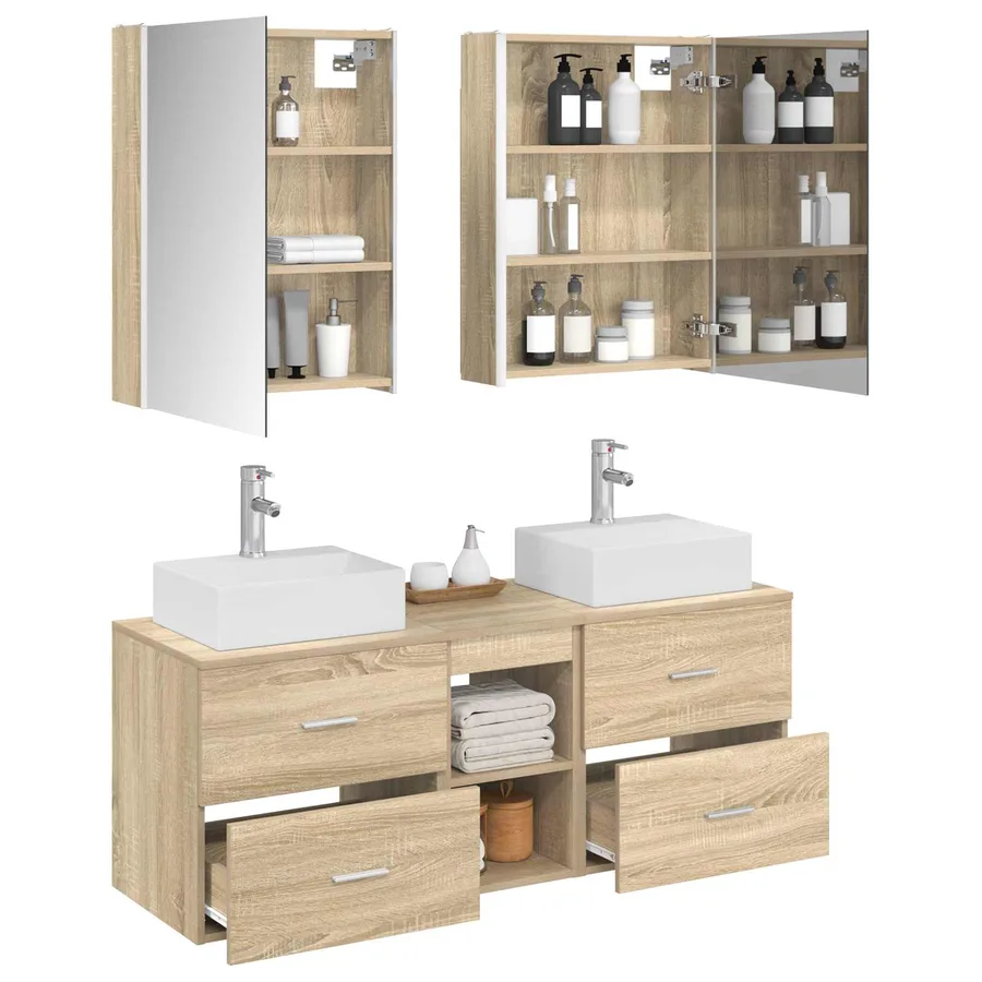 Ensemble de mobilier de salle de bain 5 pcs Chêne Sonoma - 3