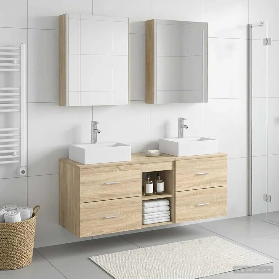 Ensemble de mobilier de salle de bain 5 pcs Chêne Sonoma - 4