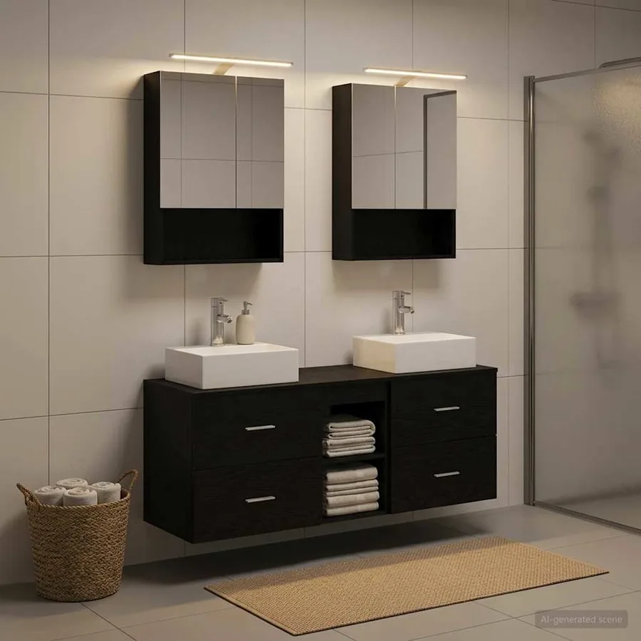 Ensemble de mobilier de salle de bain 5 pcs Chêne noir - 4
