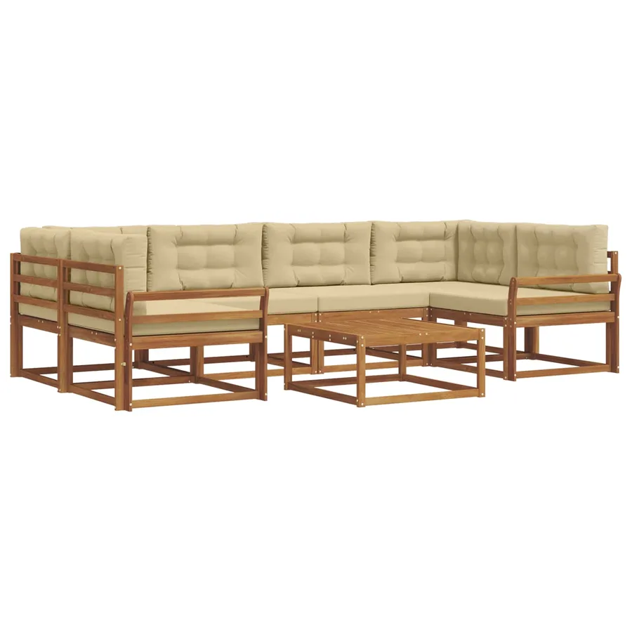 Ensemble de canapés d'extérieur 7 pcs Naturel et Beige - 2