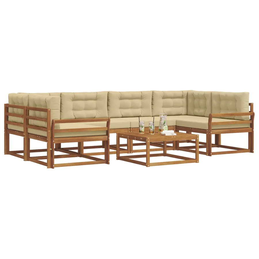 Ensemble de canapés d'extérieur 7 pcs Naturel et Beige - 3