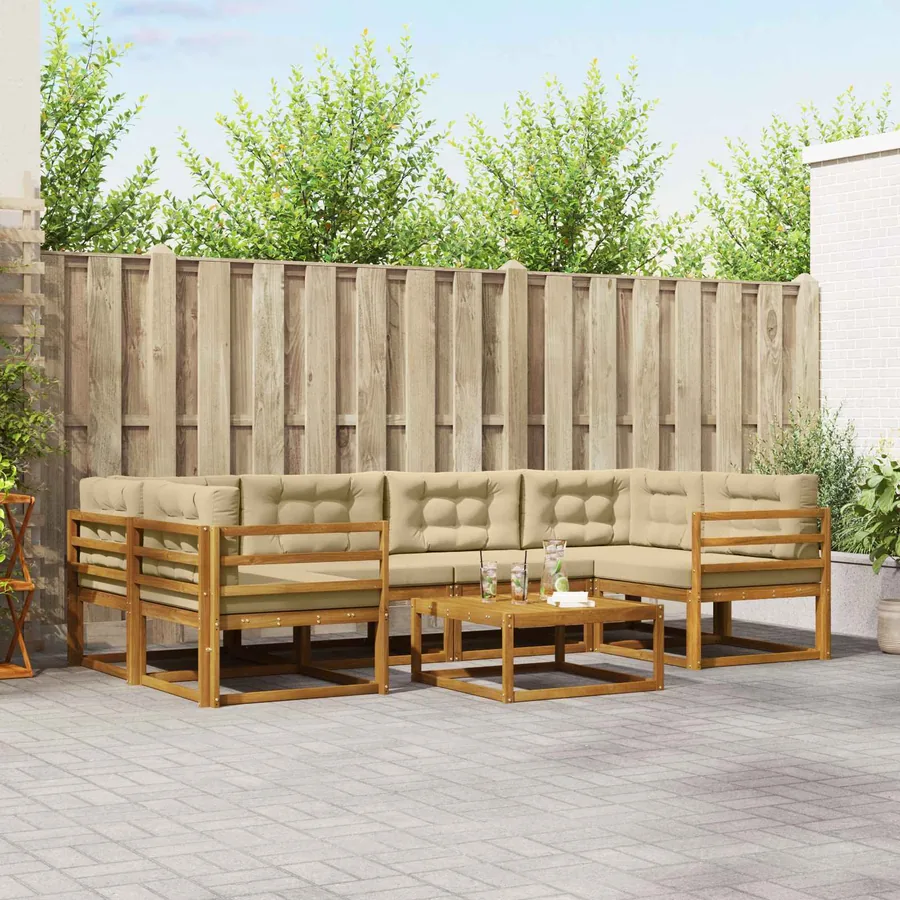 Ensemble de canapés d'extérieur 7 pcs Naturel et Beige