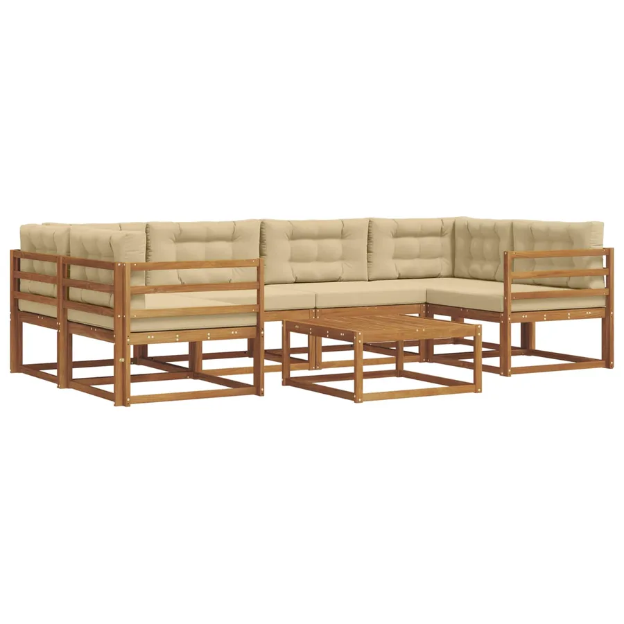 Ensemble de canapés d'extérieur 7 pcs Naturel et Beige - 2