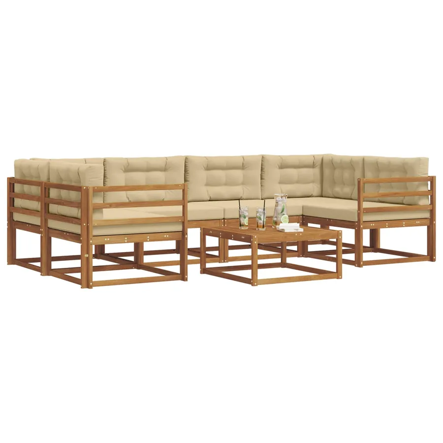 Ensemble de canapés d'extérieur 7 pcs Naturel et Beige - 3