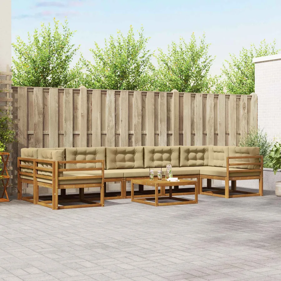 Ensemble de canapés d'extérieur 8 pcs Naturel et Beige