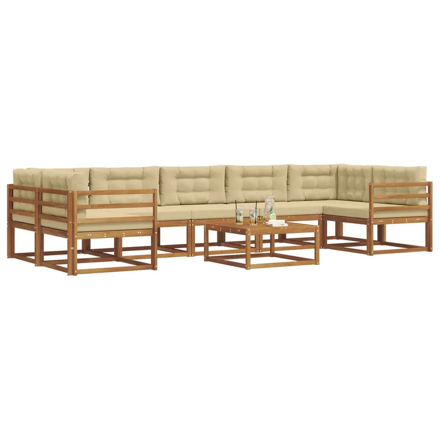 Ensemble de canapés d'extérieur 8 pcs Naturel et Beige - 3