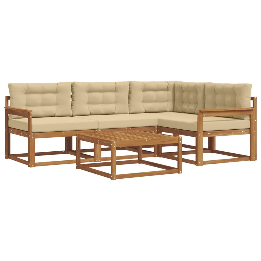 Ensemble de canapés d'extérieur 5 pcs Naturel et Beige - 2