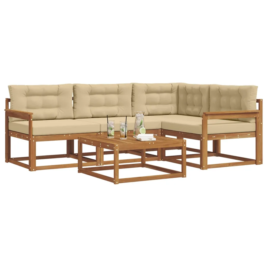 Ensemble de canapés d'extérieur 5 pcs Naturel et Beige - 3