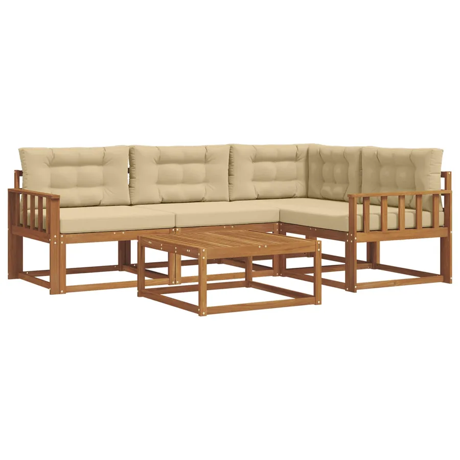 Ensemble de canapés d'extérieur 5 pcs Naturel et Beige - 2