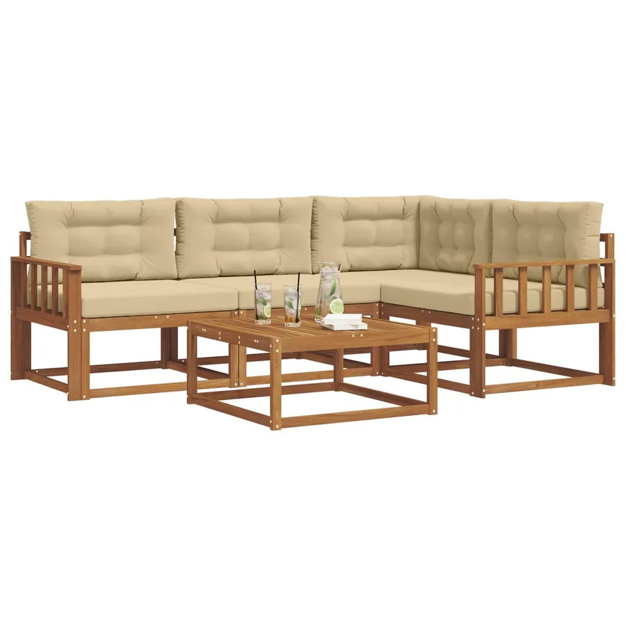 Ensemble de canapés d'extérieur 5 pcs Naturel et Beige - 3