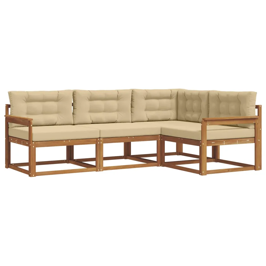 Ensemble de canapés d'extérieur 4 pcs Naturel et Beige - 2