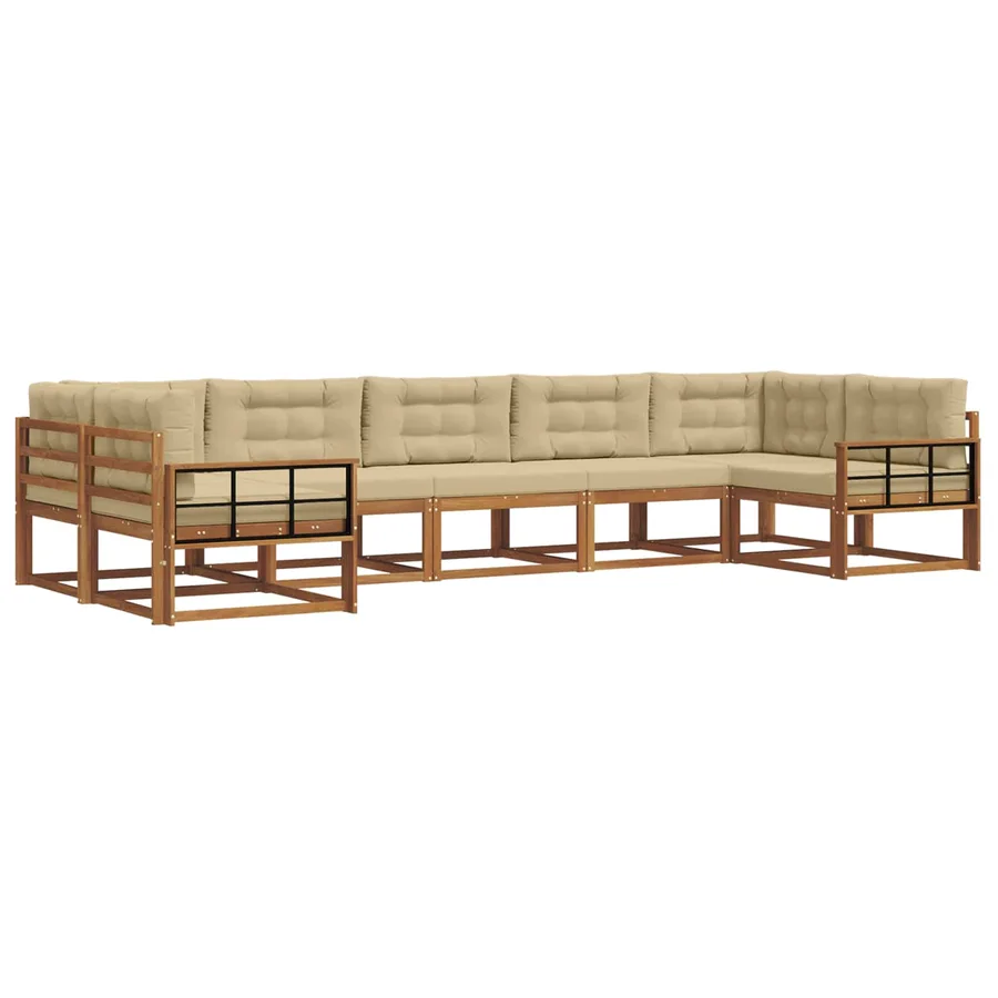 Ensemble de canapés d'extérieur 7 pcs Naturel et Beige - 2