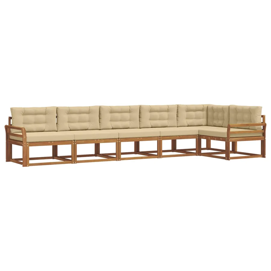 Ensemble de canapés d'extérieur 6 pcs Naturel et Beige - 2