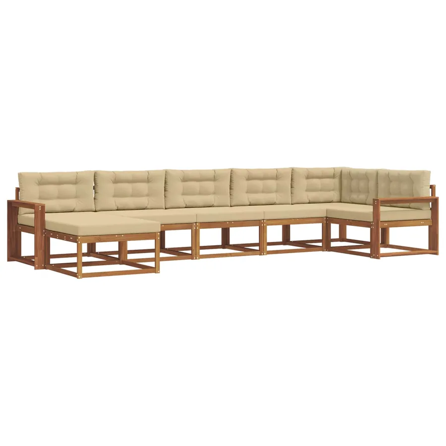 Ensemble de canapés d'extérieur 7 pcs Naturel et Beige - 2