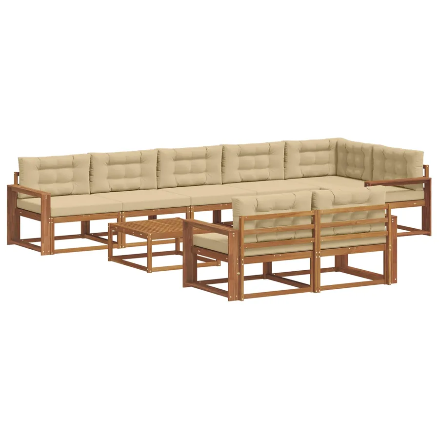 Ensemble de canapés d'extérieur 9 pcs Naturel et Beige - 2