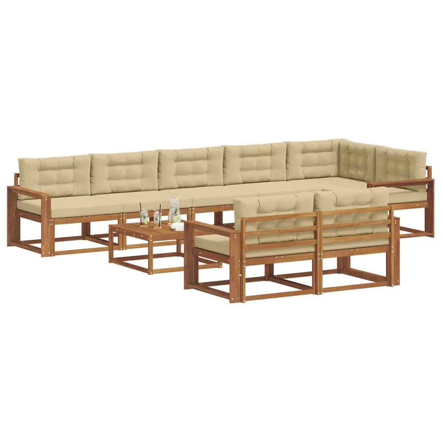 Ensemble de canapés d'extérieur 9 pcs Naturel et Beige - 3