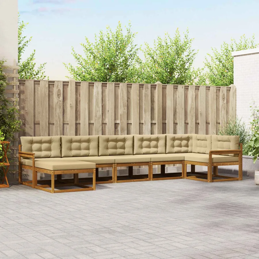 Ensemble de canapés d'extérieur 7 pcs Naturel et Beige