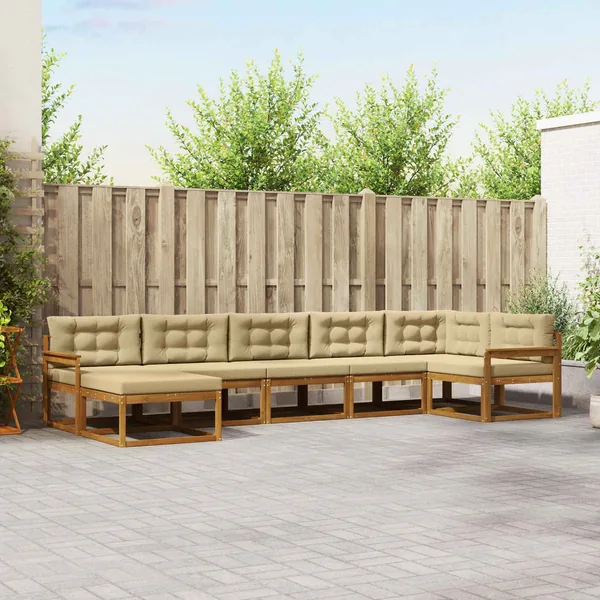 Ensemble de canapés d'extérieur 7 pcs Naturel et Beige