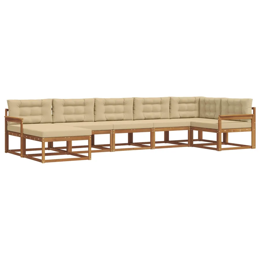 Ensemble de canapés d'extérieur 7 pcs Naturel et Beige - 2