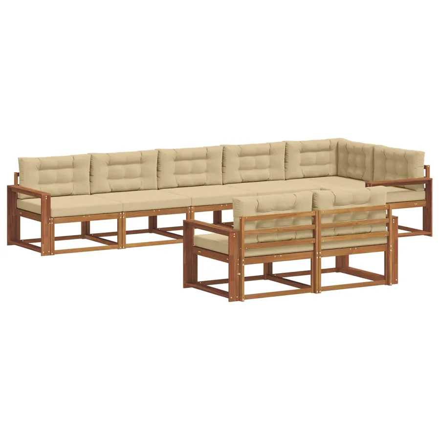 Ensemble de canapés d'extérieur 8 pc Naturel et Beige - 2