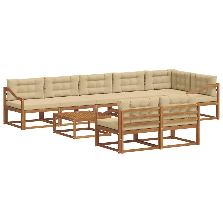 Ensemble de canapés d'extérieur 9 pcs Naturel et Beige - 2