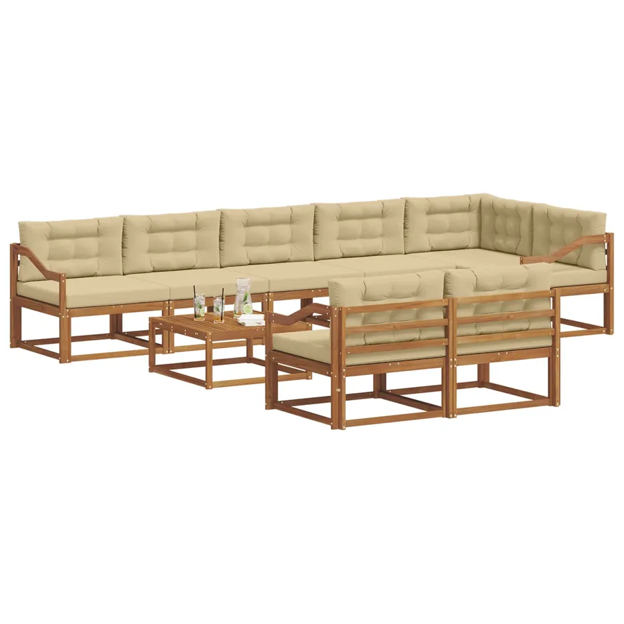Ensemble de canapés d'extérieur 9 pcs Naturel et Beige - 3
