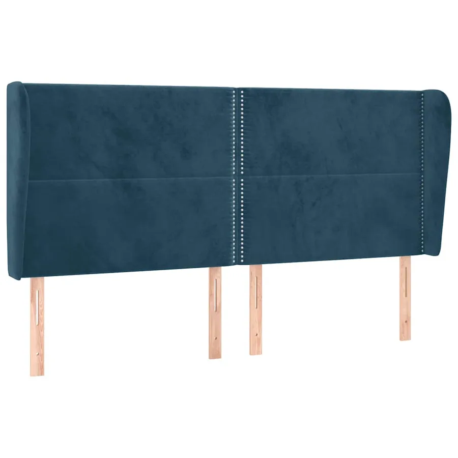 Tête de lit avec oreilles Bleu foncé 203x23x118/128 cm Velours - 2