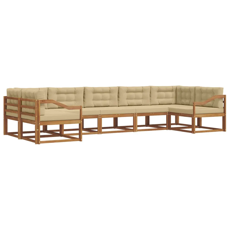 Ensemble de canapés d'extérieur 7 pcs Naturel et Beige - 2