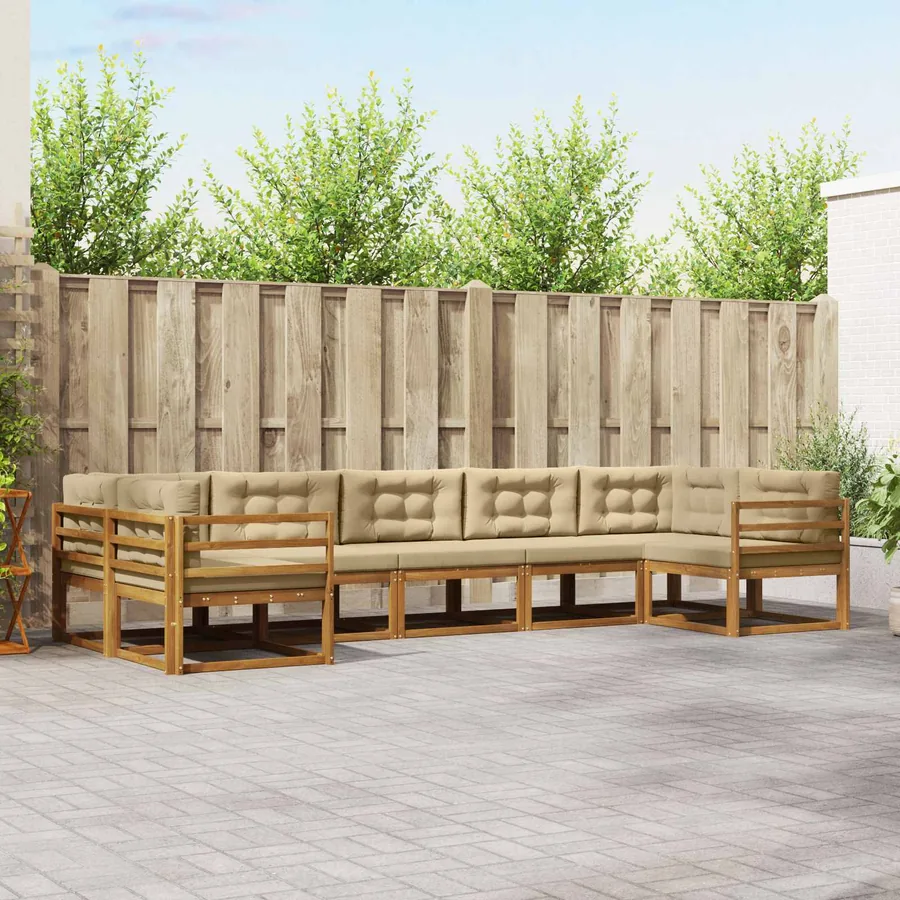 Ensemble de canapés d'extérieur 7 pcs Naturel et Beige