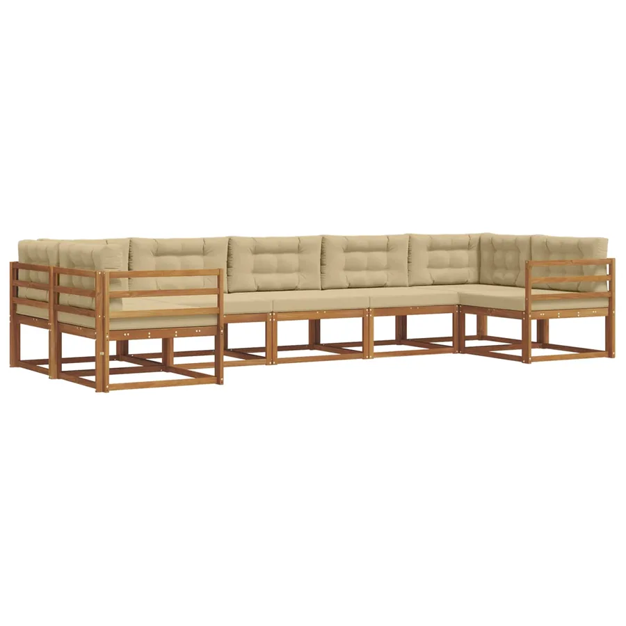 Ensemble de canapés d'extérieur 7 pcs Naturel et Beige - 2