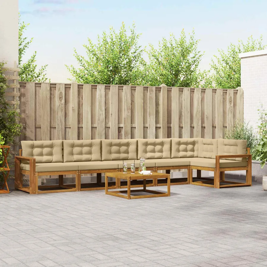 Ensemble de canapés d'extérieur 7 pcs Naturel et Beige