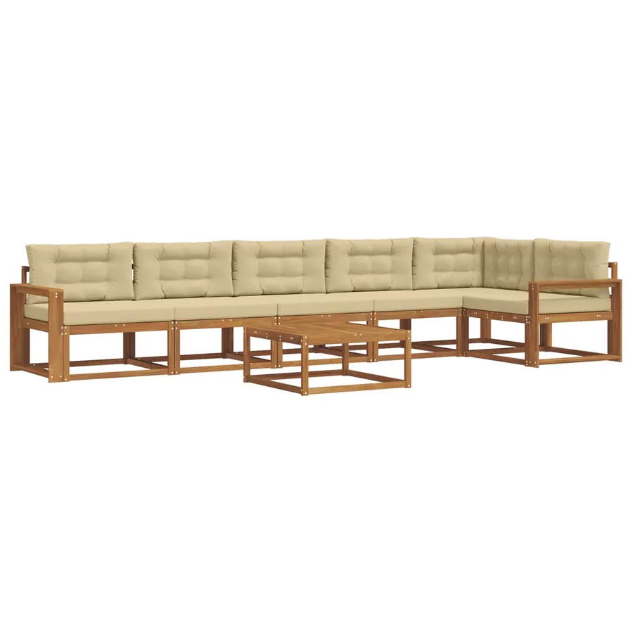 Ensemble de canapés d'extérieur 7 pcs Naturel et Beige - 2