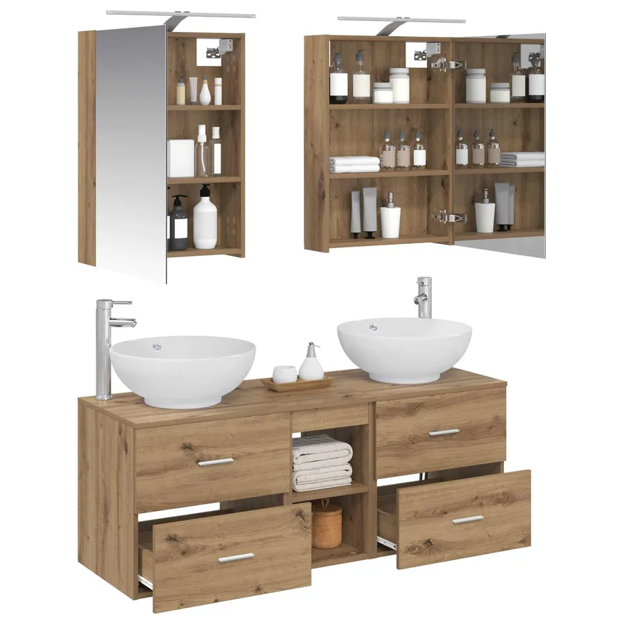 Ensemble de mobilier de salle de bain 5 pc Chêne artisanal - 3