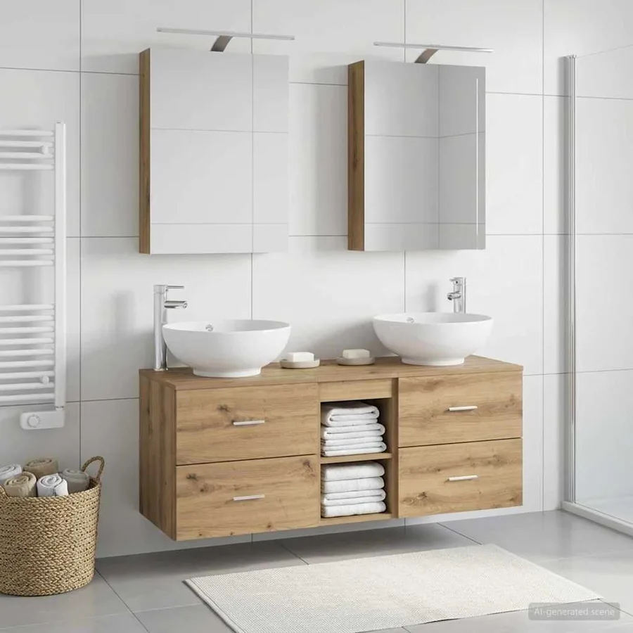 Ensemble de mobilier de salle de bain 5 pc Chêne artisanal - 4