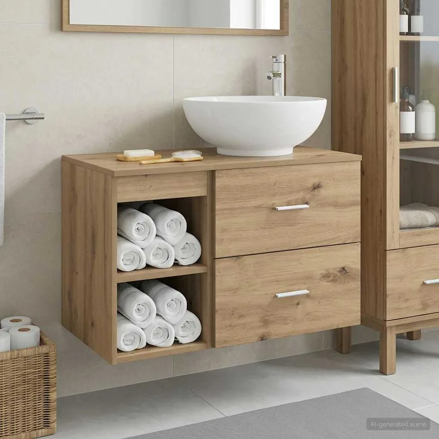 Ensemble de mobilier de salle de bain 2 pc Chêne artisanal