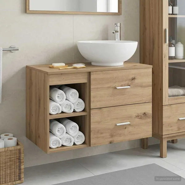 Ensemble de mobilier de salle de bain 2 pc Chêne artisanal
