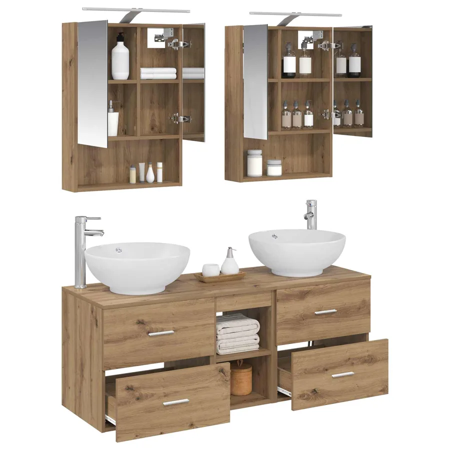 Ensemble de mobilier de salle de bain 5 pc Chêne artisanal - 3