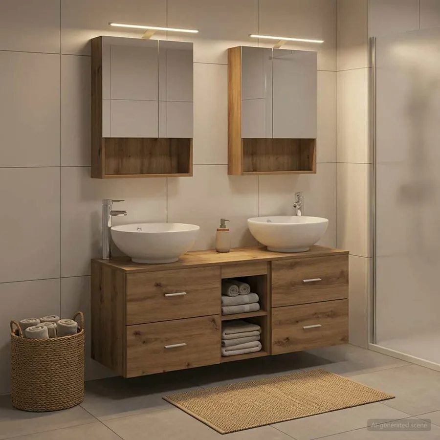 Ensemble de mobilier de salle de bain 5 pc Chêne artisanal - 4