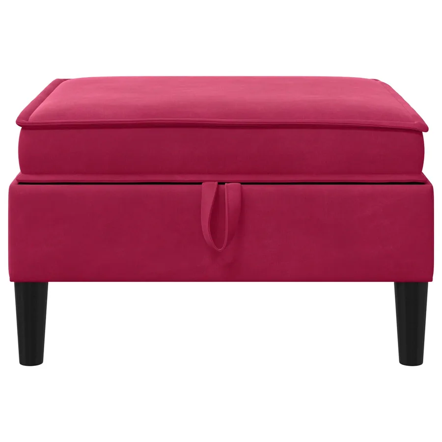 Pouf avec Rangement Bordeaux Velours - 4