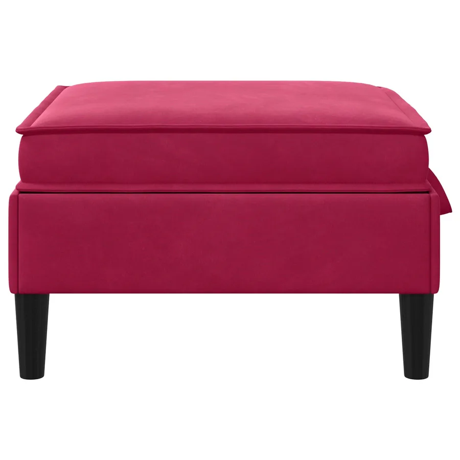 Pouf avec Rangement Bordeaux Velours - 5