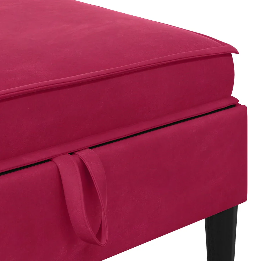 Pouf avec Rangement Bordeaux Velours - 7