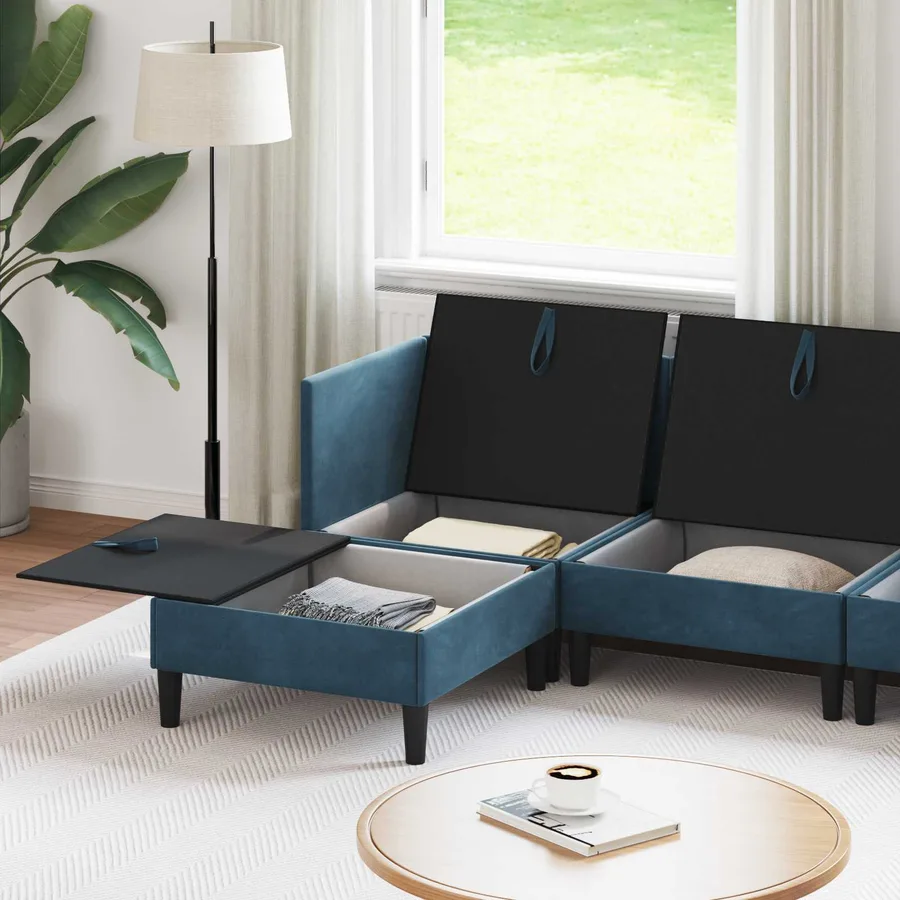 Ensemble de meubles pour le salon 6 pcs Bleu Velours - 3