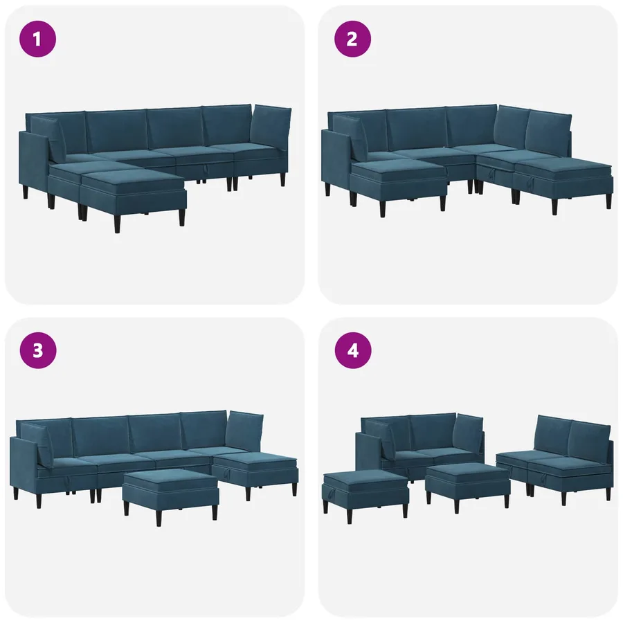 Ensemble de meubles pour le salon 6 pcs Bleu Velours - 9