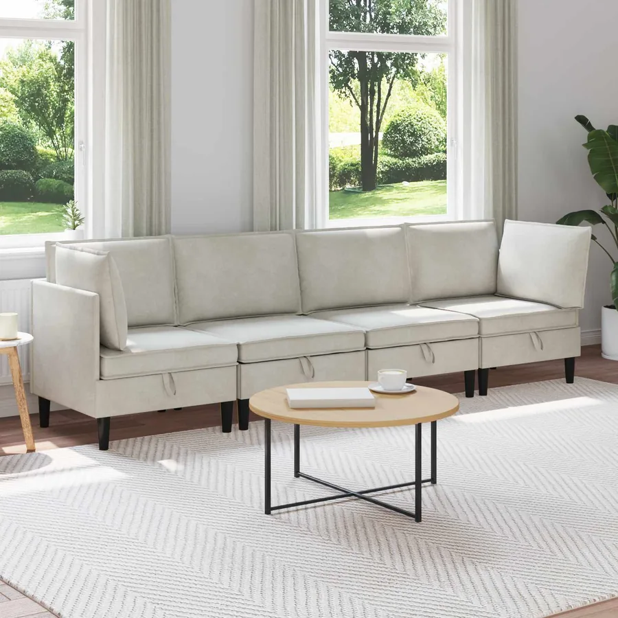 Ensemble de meubles pour le salon 4 pcs Crème Velours
