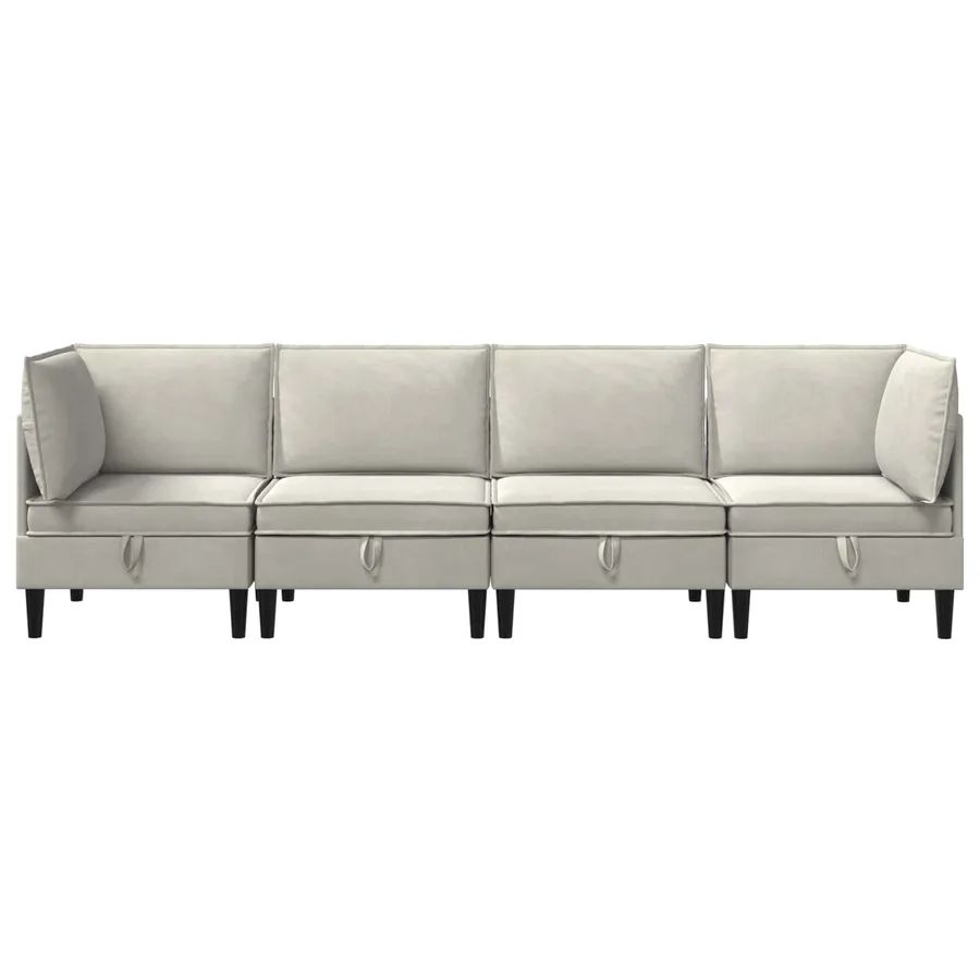 Ensemble de meubles pour le salon 4 pcs Crème Velours - 7