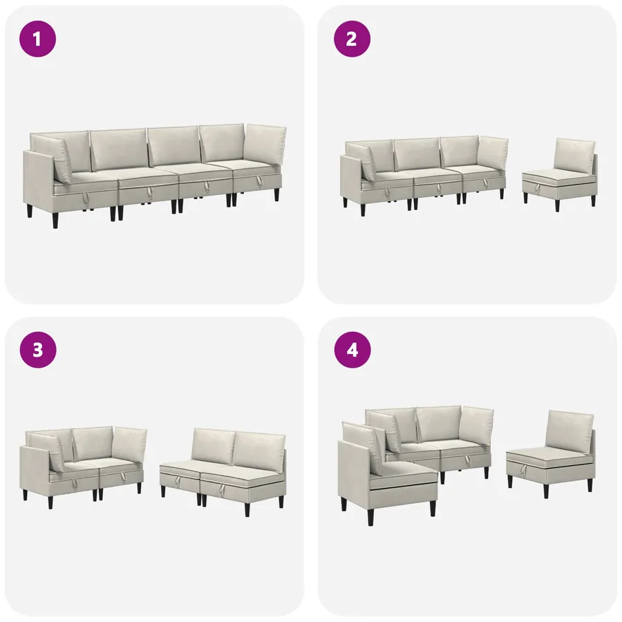 Ensemble de meubles pour le salon 4 pcs Crème Velours - 8